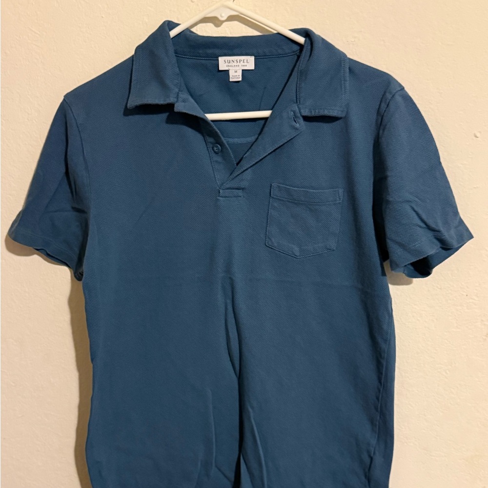 Sunspel Men's Blue Polo Shirt